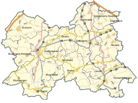 kaart vervoerregio Vlaamse Ardennen