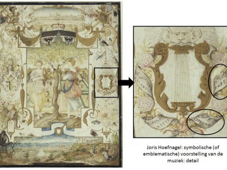 In het prentenkabinet van Berlijn bevindt zich een tekening van Joris Hoefnagel uit 1578, waarop een symbolische (of emblematische) voorstelling van de muziek voorkomt: een lier met daarrond een banderol, waarop de namen 'Orlando Lassus' en 'Cipriano Rore' geschreven staan. Dat naast Lassus, de toenmalige Kapellmeister in München, ook de naam van De Rore voorkomt, is toch wel opmerkelijk: De Rore was reeds lang overleden en hij had nooit een officiële functie aan het Beierse hof bekleed.