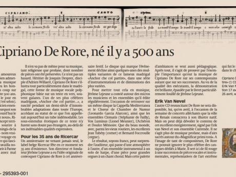 Krantenartikel: Cipriano De Rore, né il y a 500 ans