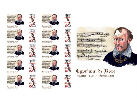 filatelistische Kring van Ronse 'Koninklijke Postzegelkring Renaix Philatélique Ronse' brengt dit jaar een speciale postzegel uit met een afbeelding van Cypriaan De Rore, ontworpen door Michel Provost