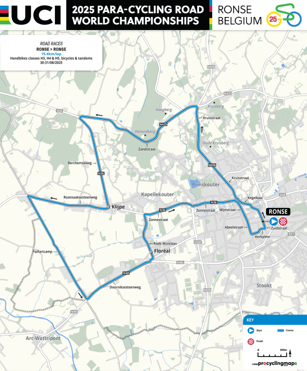 Wegrit parcours WK G-wielrennen