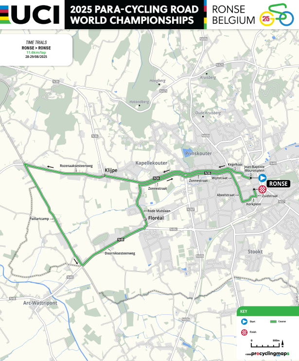 Tijdrit parcours WK G-wielrennen