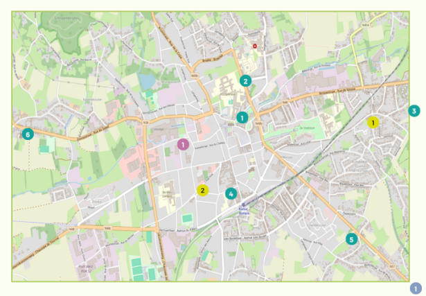 Kaartje scholen in Ronse
